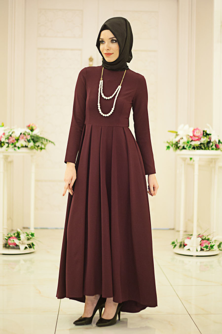 Dress - Plum Color Hijab Dress 41100MU
