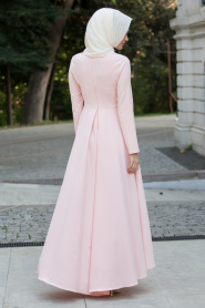 Dress - Powder Pink Hijab Dress 4055PD - Thumbnail