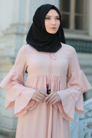 Dress - Powder Pink Hijab Dress 41420PD - Thumbnail