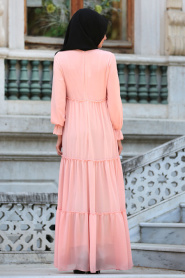 Dress - Powder Pink Hijab Dress 41460PD - Thumbnail