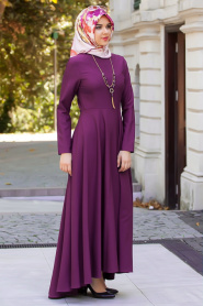 Dress - Purple Hijab Dress 4055MOR - Thumbnail