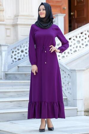 Dress - Purple Hijab Dress 4058MOR - 1