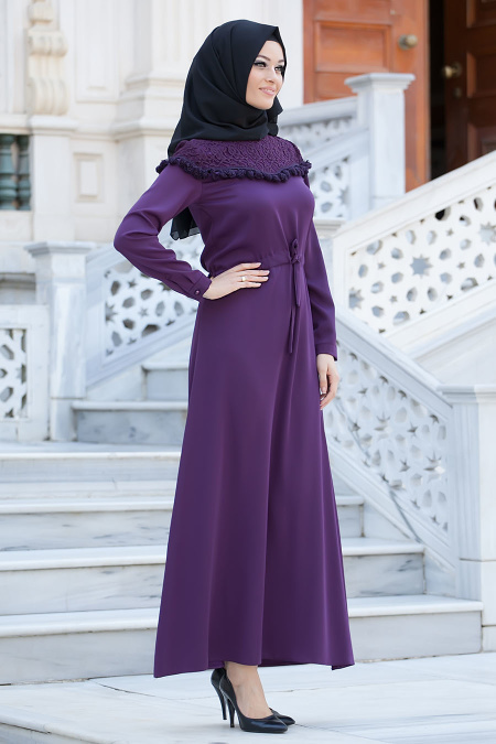 Dress - Purple Hijab Dress 4061MOR