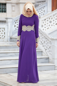 Dress - Purple Hijab Dress 40900MOR - Thumbnail