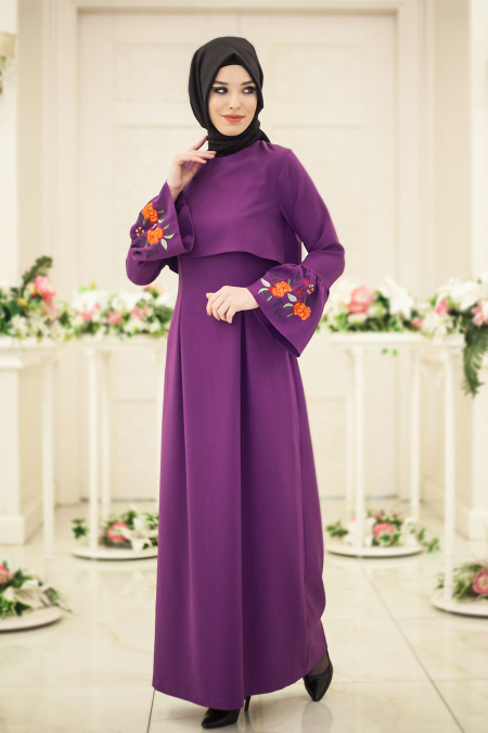 Dress - Purple Hijab Dress 41260MOR