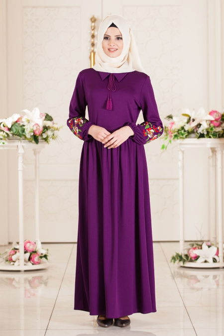 Dress - Purple Hijab Dress 41280MOR