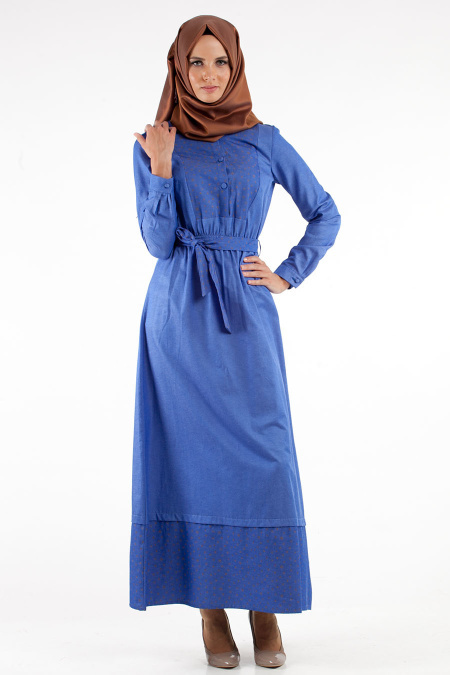 Dress - Sax Blue Hijab Dress 4050SX