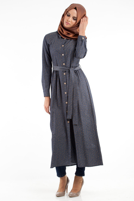 Dress - Smoke Color Hijab Dress 4049FU