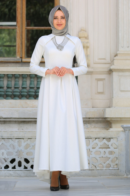 Dress - White Hijab Dress 41470B