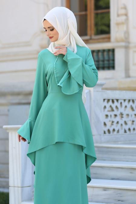 Dresses - Almond Green Hijab Dress 41540CY - 3