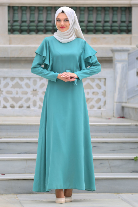 Dresses - Almond Green Hijab Dress 41610CY