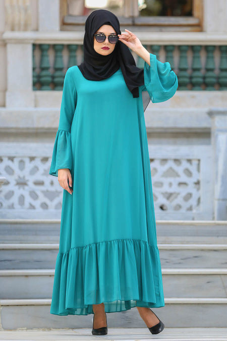 Dresses - Almond Green Hijab Dress 41620CY