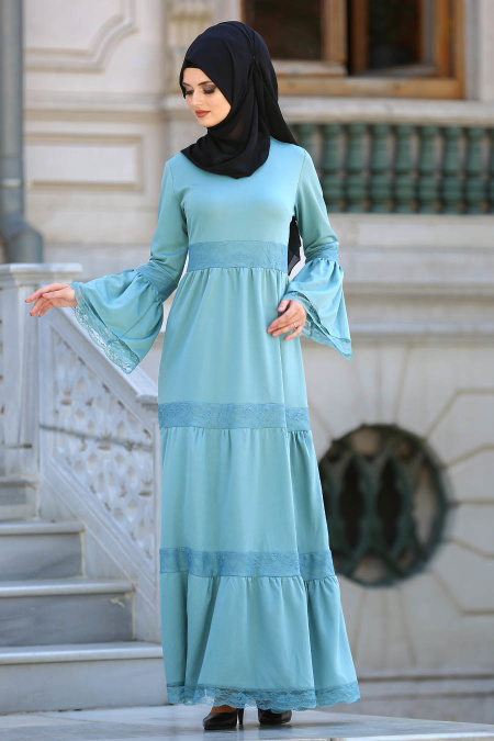 Dresses - Almond Green Hijab Dress 41720CY