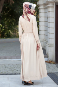 Dresses - Beige Hijab Dress 5088BEJ - Thumbnail