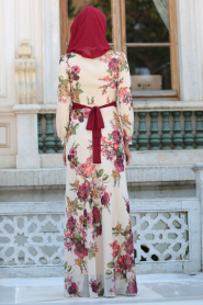 Dresses - Beige Hijab Dress 76930BEJ - Thumbnail