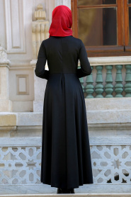Dresses - Black Hijab Dress 41960S - Thumbnail