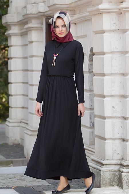 Dresses - Black Hijab Dress 5088S - 2