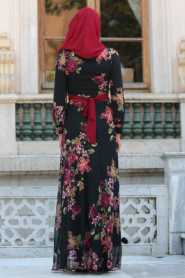 Dresses - Black Hijab Dress 76930S - Thumbnail