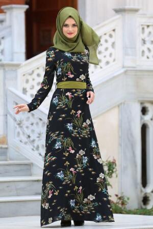 Dresses - Black Hijab Dress 77650S - 1