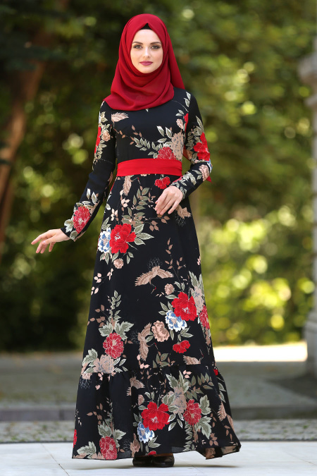 Dresses - Black Hijab Dress 7775S