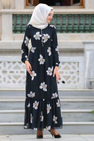 Dresses - Black Hijab Dress 77860S - Thumbnail