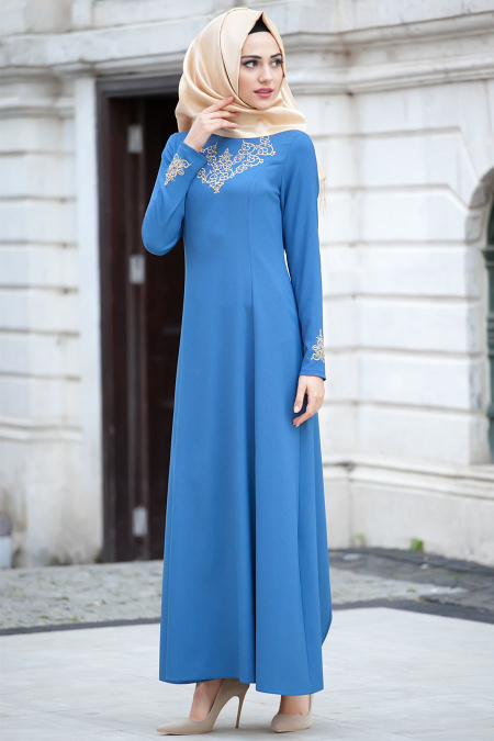 Dresses - Blue Hijab Dress 3000M