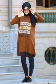 Dresses - Brown Hijab Tunic 15103KH - Thumbnail