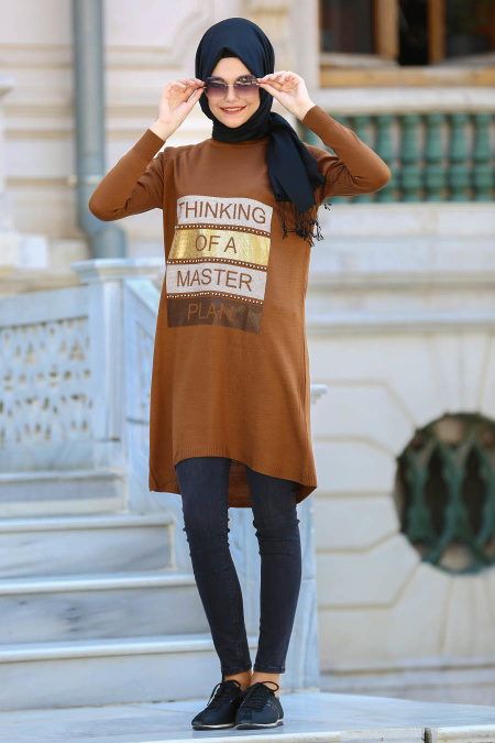 Dresses - Brown Hijab Tunic 15103KH