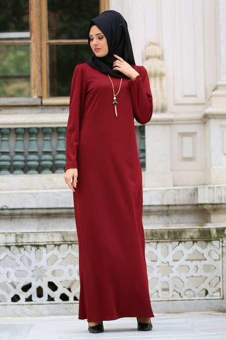 Dresses - Claret Red Hijab Dress 41490BR