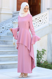 Dresses - Dusty Rose Hijab Dress 41540GK - Thumbnail