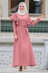 Dresses - Dusty Rose Hijab Dress 41610GK - Thumbnail