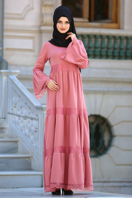 Dresses - Dusty Rose Hijab Dress 41720GK
