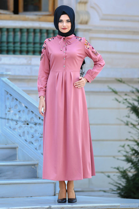 Dresses - Dusty Rose Hijab Dress 41730GK