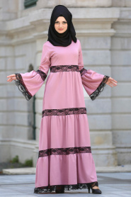 Dresses - Dusty Rose Hijab Dress 41760GK - Thumbnail
