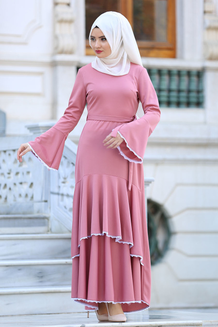 Dresses - Dusty Rose Hijab Dress 41810GK