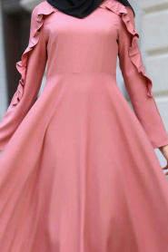 Dresses - Dusty ROse Hijab Dress 41820GK - Thumbnail