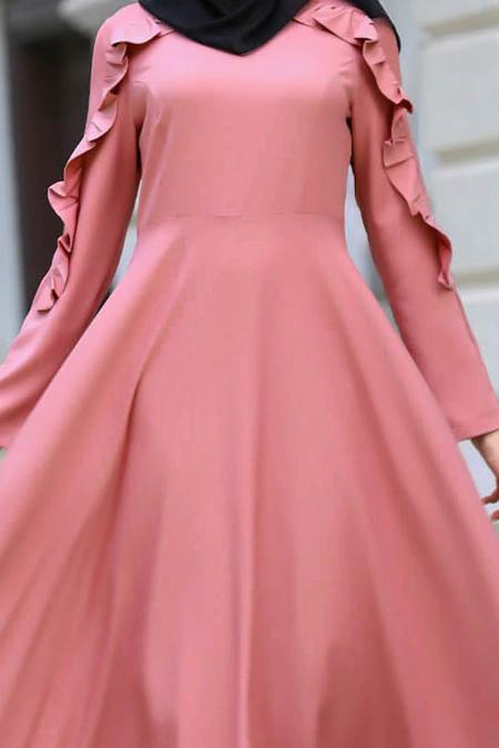 Dresses - Dusty ROse Hijab Dress 41820GK - 2