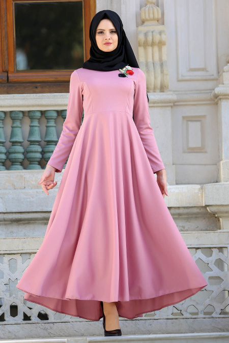 Dresses - Dusty Rose Hijab Dress 41910GK