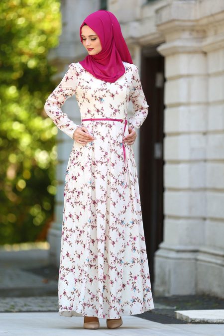 Dresses - Fuchsia Hijab Dress 77810F