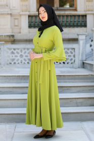 Dresses - Green Hijab Dress 52360FY - Thumbnail
