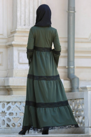 Dresses - Khaki Hijab Dress 41760HK - Thumbnail