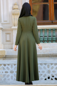 Dresses - Khaki Hijab Dress 41960HK - Thumbnail