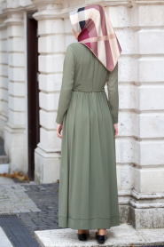 Dresses - Khaki Hijab Dress 5088HK - Thumbnail