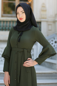 Dresses - Khaki Hijab Dress 52360HK - Thumbnail