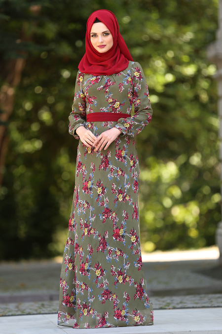 Dresses - Khaki Hijab Dress 76932HK