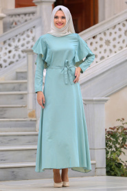 Dresses - Mint Hijab Dress 41610MINT - Thumbnail