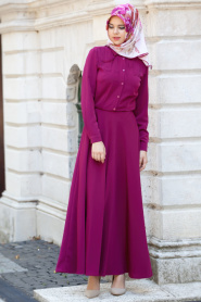 Dresses - Plum Color Hijab Dress 5091MU - Thumbnail
