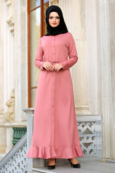 Dresses - Powder Pink Hijab Dress 42110PD