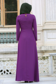 Dresses - Purple Hijab Dress 41490MOR - Thumbnail