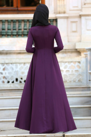 Dresses - Purple Hijab Dress 41950MOR - Thumbnail
